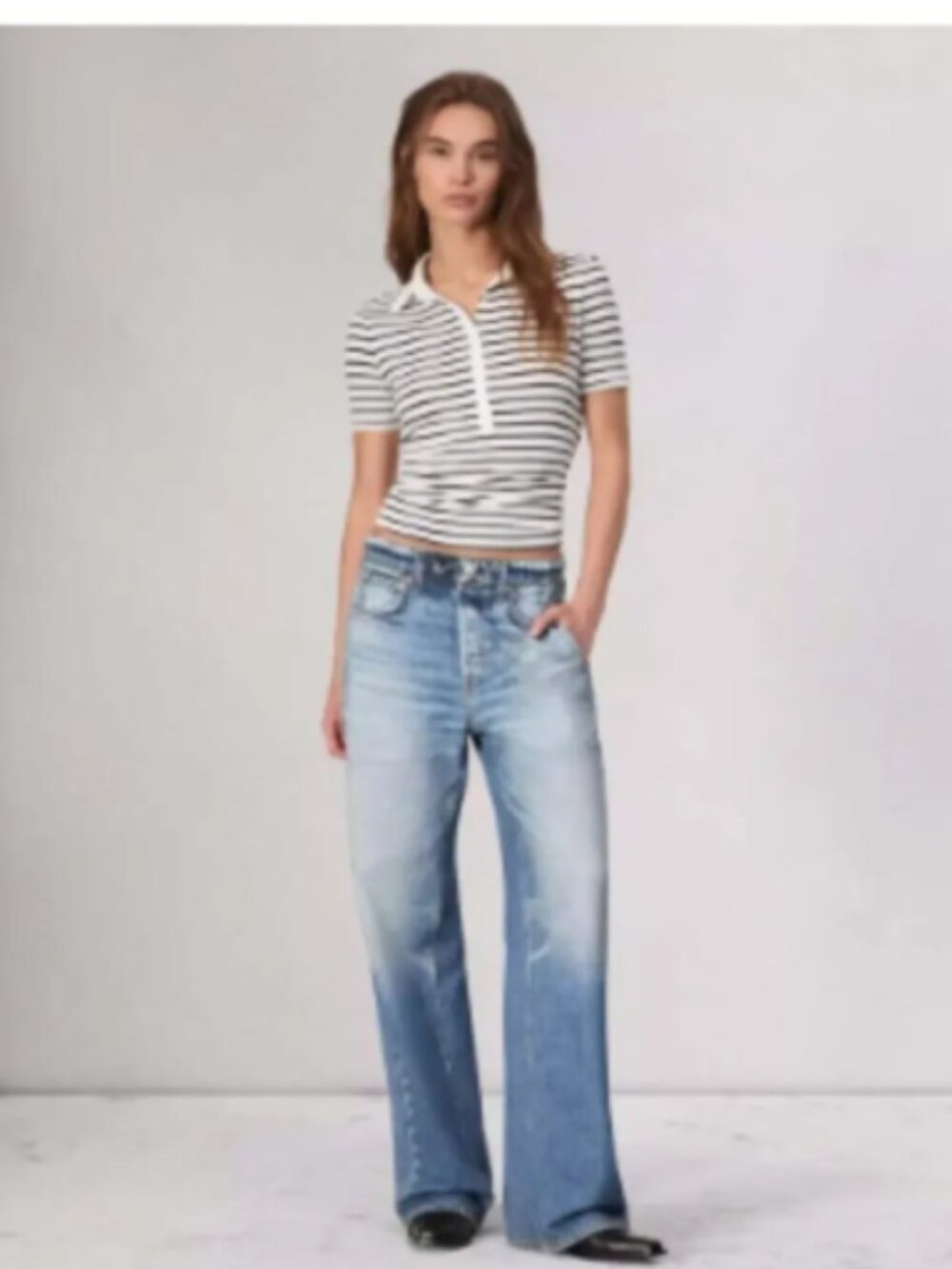 Rag & Bone RB Miramar Wide Leg Pants Noosa Blue Jeans Sz M